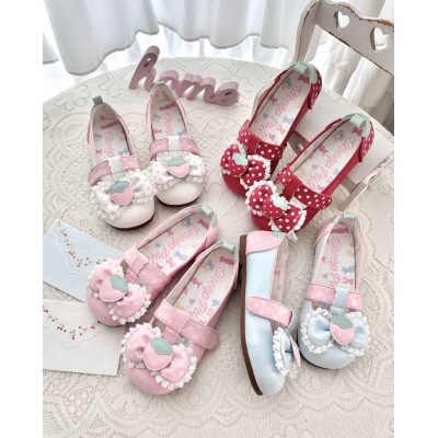 Sheep Puff Strawberry Flat Shoes(Limited Pre-Order/4 Colours/Full Payment Without Shipping)